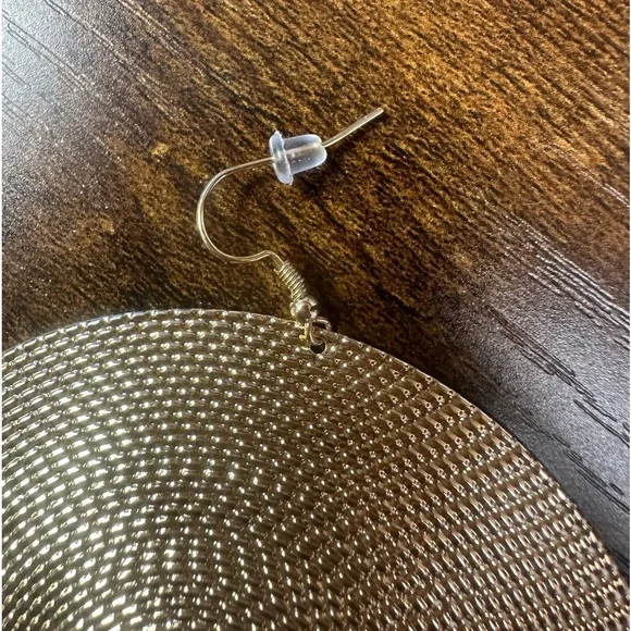 Gold Zola Earrings Jumbo Round Tribal - Picture 2 of 3